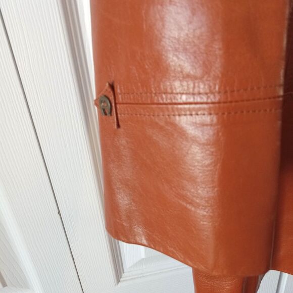 Etienne Aigner Size 10 Vintage Leather Jacket Coat Women's Camel Brown - Picture 3 of 14